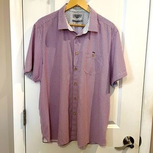 Ted Baker London Short Sleeve Modal Button Up Shirt Sz 7 (3X) Geometric Pattern
